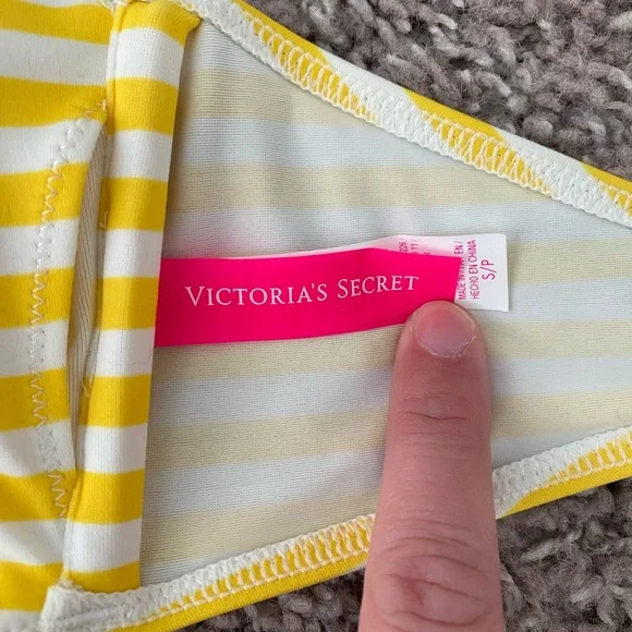 Victoria's Secret Yellow and White Striped Bandeau Bikini - Picture 3 of 6